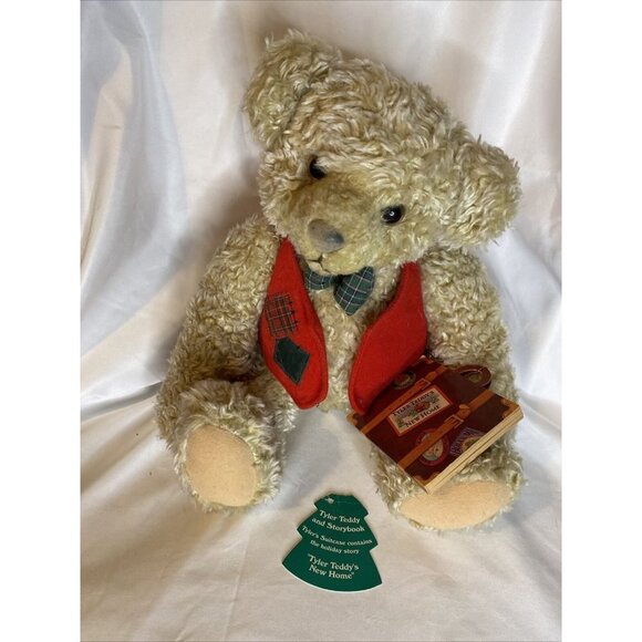 Hallmark Christmas Tyler Teddy and Storybook Plush Bear 10.5" Tags Holiday Gift - Picture 1 of 6